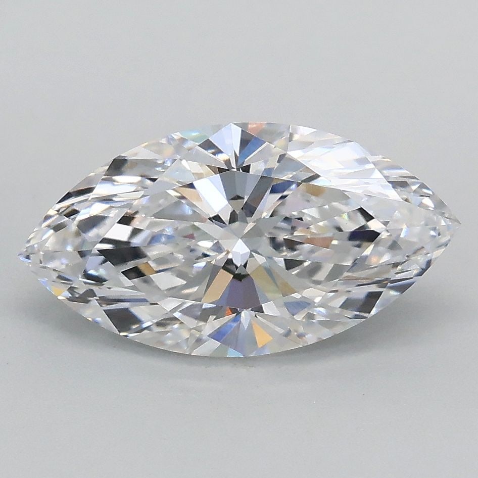 IGI Marquise 1.52ct D VVS2 Loose Lab Diamond: IGI Marquise 1.52ct D VVS2 Loose Lab Diamond A rare and exceptional lab-grown diamond, this 1.52ct IGI Marquise cut boasts an impressive D color, VVS2 clarity, and EX polish and symmetry. Its flawless