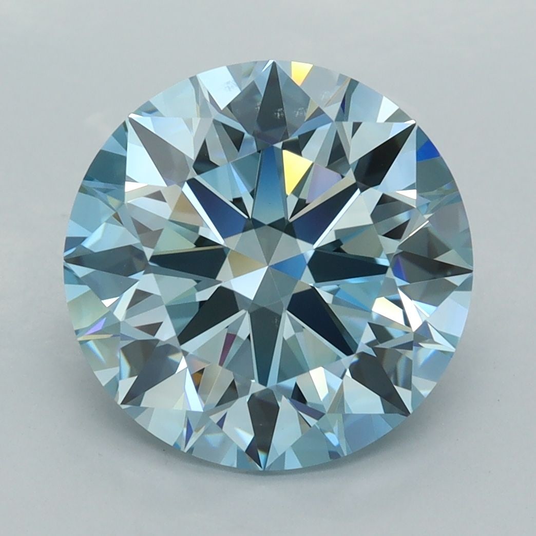 IGI Round 5.02ct Fancy Blue VVS1 Ideal Loose Lab Diamond: IGI Round 5.02ct Fancy Blue VVS1 Ideal Loose Lab Diamond Experience the unparalleled beauty of nature with this stunning 5.02ct Fancy Blue VVS1 Ideal Loose Lab Diamond, certified by the International