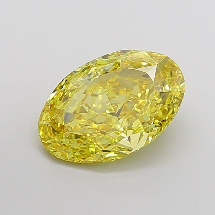 IGI Oval 4.85ct Fancy Vivid Yellow VVS2 Loose Lab Diamond: IGI Oval 4.85ct Fancy Vivid Yellow VVS2 Loose Lab Diamond Experience the unparalleled brilliance of a lab-grown diamond, boasting an exceptional 4.85 carat Fancy Vivid Yellow VVS2 clarity and EX polis