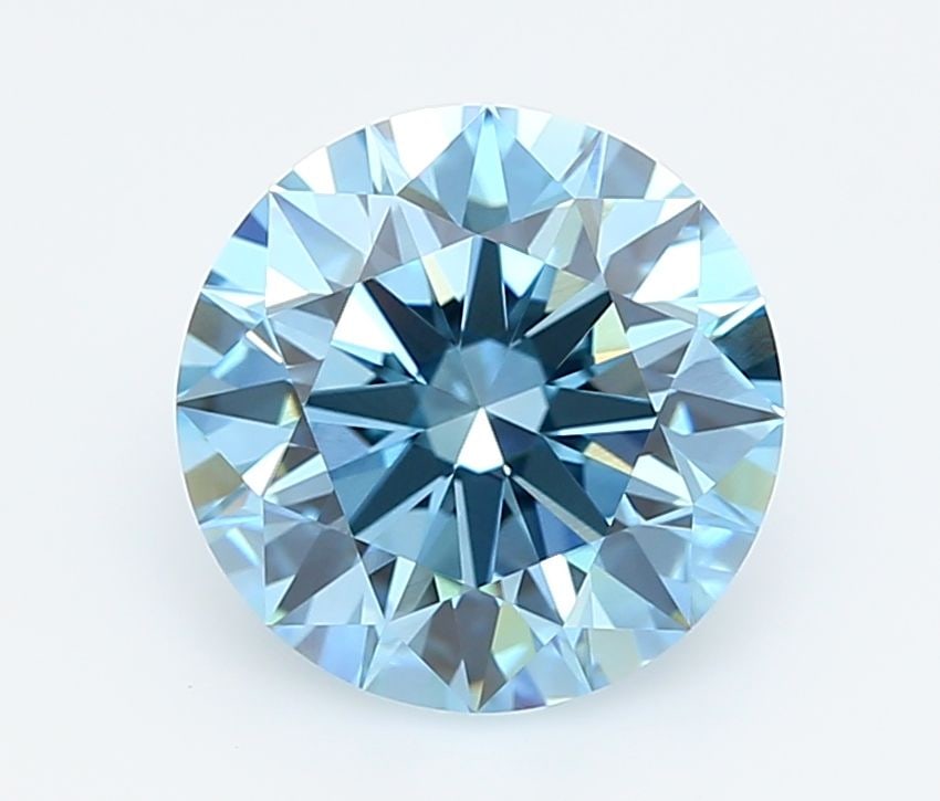 IGI Round 3.01ct Fancy Vivid Blue VVS2 Ideal Loose Lab Diamond: IGI Round 3.01ct Fancy Vivid Blue VVS2 Ideal Loose Lab Diamond Experience the breathtaking beauty of a lab-grown Fancy Vivid Blue diamond, boasting an exceptional 3.01ct cut with EX symmetry and polis