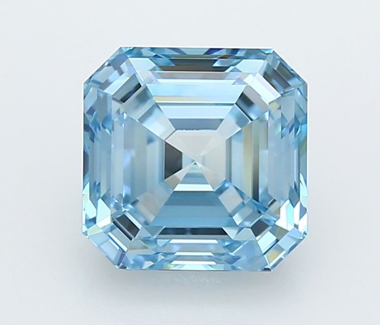 IGI Asscher 2.81ct Fancy Vivid Blue VVS1 Loose Lab Diamond: IGI Asscher 2.81ct Fancy Vivid Blue VVS1 Loose Lab Diamond Experience the breathtaking beauty of a lab-grown Fancy Vivid Blue diamond, certified by IGI as VVS1 clarity and boasting EX polish and symme