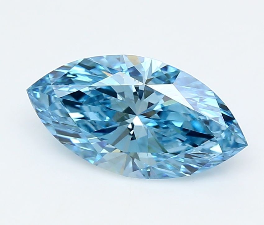 IGI Marquise 2.03ct Fancy Vivid Blue VVS2 Loose Lab Diamond: IGI Marquise 2.03ct Fancy Vivid Blue VVS2 Loose Lab Diamond Experience the breathtaking beauty of nature in a lab-grown diamond, boasting an exceptional 2.03ct Fancy Vivid Blue hue that shines with un