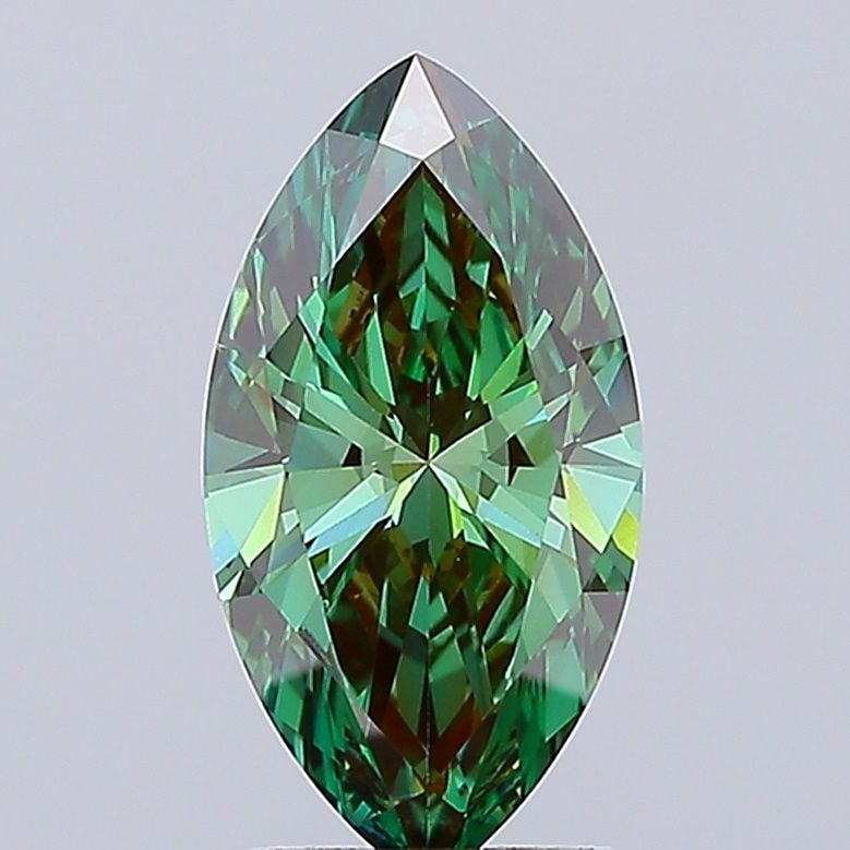 IGI Marquise 2.5ct Fancy Vivid Green VVS2 Loose Lab Diamond: IGI Marquise 2.5ct Fancy Vivid Green VVS2 Loose Lab Diamond Experience the breathtaking beauty of nature in this stunning 2.5ct Fancy Vivid Green VVS2 lab-grown diamond, certified by IGI and boasting