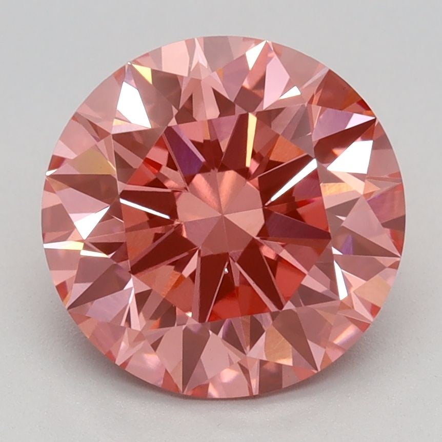 IGI Round 2.56ct Fancy Vivid Pink VVS2 Ideal Loose Lab Diamond: IGI Round 2.56ct Fancy Vivid Pink VVS2 Ideal Loose Lab Diamond Experience the rare beauty of a Fancy Vivid Pink diamond, one of the most coveted colors in nature. This exquisite 2.56ct lab-grown gem b