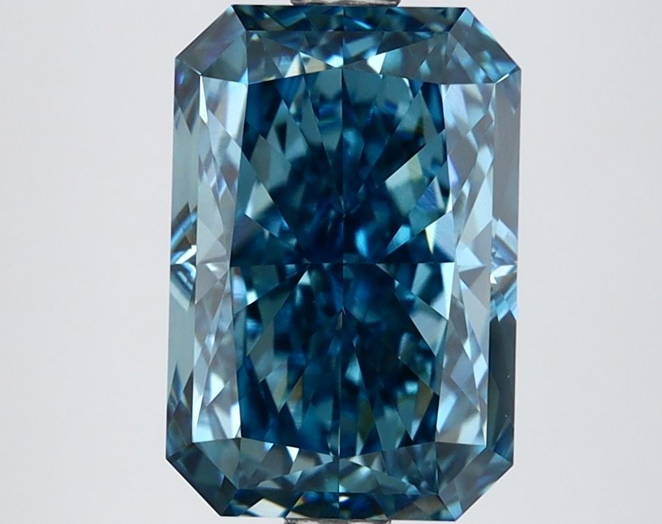 IGI Radiant 3.23ct Fancy Vivid Blue VVS2 Loose Lab Diamond: IGI Radiant 3.23ct Fancy Vivid Blue VVS2 Loose Lab Diamond Experience the breathtaking beauty of a lab-grown Fancy Vivid Blue diamond, certified by IGI as VVS2 clarity and boasting an EX polish and sy