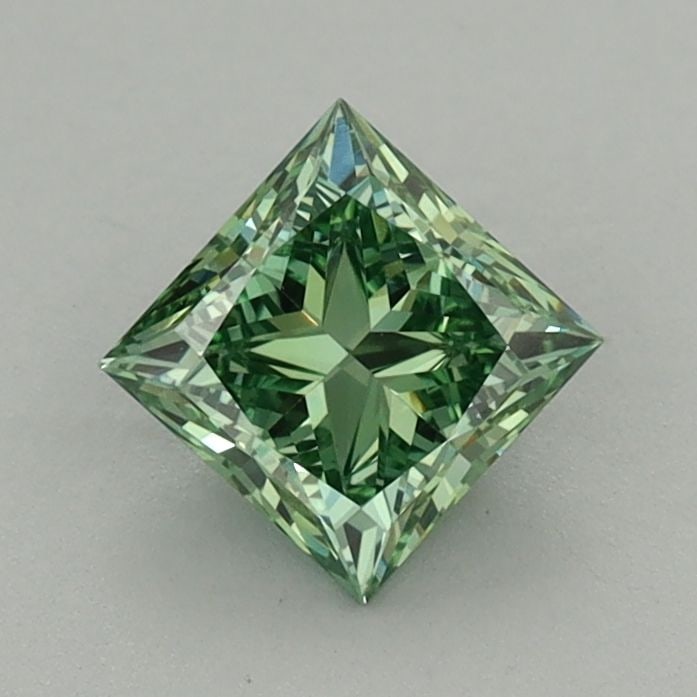 IGI Princess 0.78ct Fancy Vivid Green VVS2 Loose Lab Diamond: IGI Princess 0.78ct Fancy Vivid Green VVS2 Loose Lab Diamond Experience the rare beauty of a Fancy Vivid Green lab diamond, certified by IGI as VVS2 in clarity and boasting exceptional polish and symm