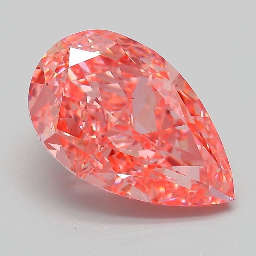 Loose Lab Diamond - IGI Pear 5.17ct Fancy Vivid Pink VVS2: Loose Lab Diamond - IGI Pear 5.17ct Fancy Vivid Pink VVS2 Experience the rare beauty of a lab-grown diamond, certified by IGI as a Fancy Vivid Pink gemstone with exceptional clarity and cut. This 5.17