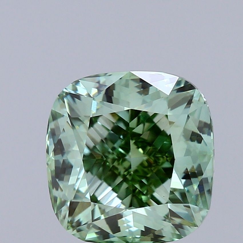 Loose Lab Diamond - IGI Cushion Modified 2.5ct Fancy Vivid Green VVS2: Loose Lab Diamond - IGI Cushion Modified 2.5ct Fancy Vivid Green VVS2 A stunning lab-grown diamond, certified by the International Gemological Institute (IGI), boasts an extraordinary Fancy Vivid