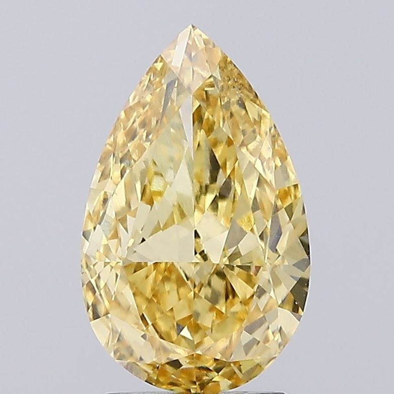 Loose Lab Diamond - IGI Pear 3.06ct Fancy Intense Yellow VVS2: Loose Lab Diamond - IGI Pear 3.06ct Fancy Intense Yellow VVS2 Experience the vibrant beauty of a lab-grown diamond, certified by IGI as a Fancy Intense Yellow, VVS2, EX polished gemstone. This