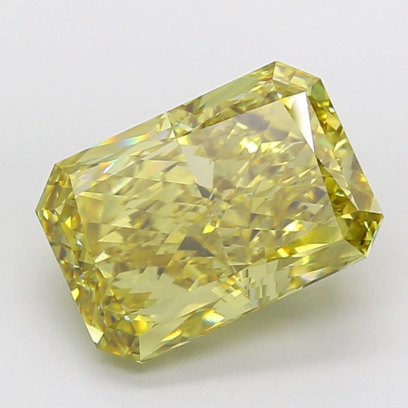 IGI Radiant 13.33ct Fancy Vivid Gray Yellow VVS2 Loose Lab Diamond: IGI Radiant 13.33ct Fancy Vivid Gray Yellow VVS2 Loose Lab Diamond Experience the unique beauty of a Fancy Vivid Gray Yellow diamond, one of the rarest and most striking colors in nature. This 13.33ct