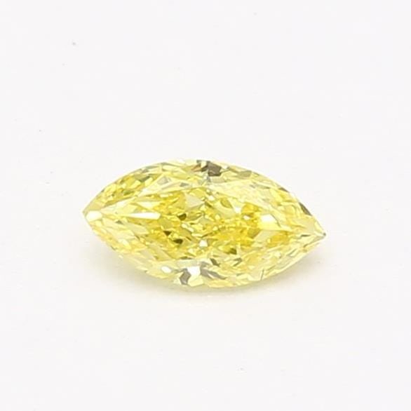 Marquise diamond, 0.23ct, Fancy intense yellow, VVS2, loose lab: Marquise diamond, 0.23ct, Fancy intense yellow, VVS2, loose lab A rare and vibrant Fancy Intense Yellow marquise diamond, certified VVS2 in clarity, boasts exceptional polish and symmetry. Grown in a