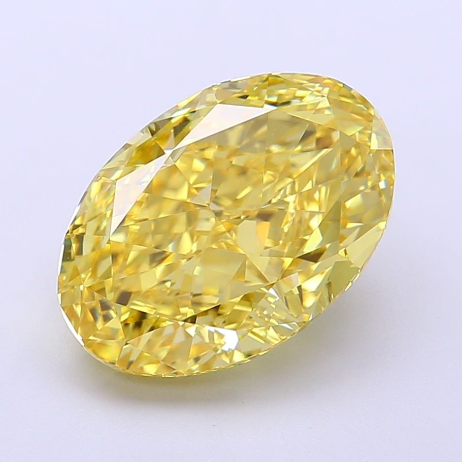 IGI Oval 4.88ct Fancy Intense Yellow VVS2 Loose Lab Diamond: IGI Oval 4.88ct Fancy Intense Yellow VVS2 Loose Lab Diamond Experience the vibrant beauty of nature with this stunning 4.88ct Fancy Intense Yellow VVS2 lab-grown diamond, certified by IGI and