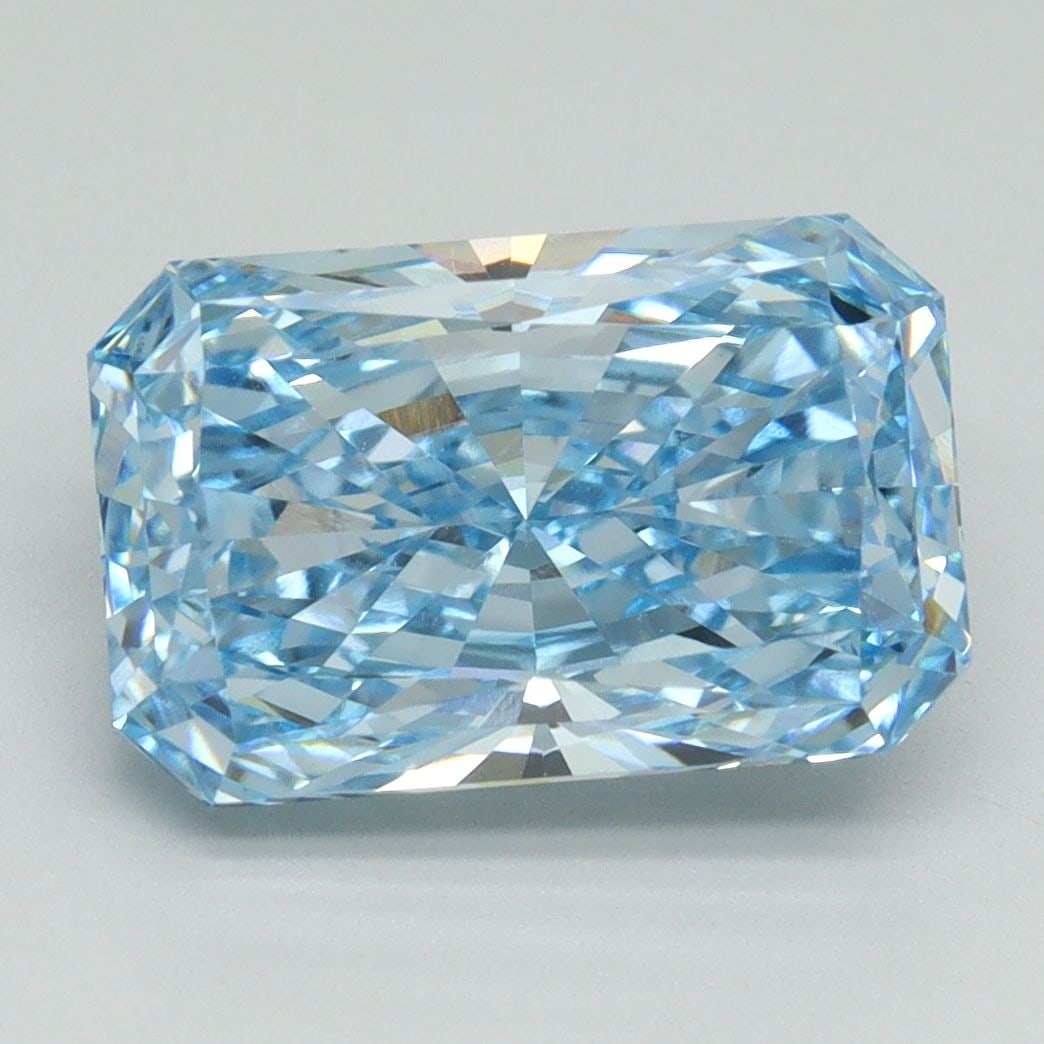 IGI Radiant 4.07ct Fancy Vivid Blue VVS2 Loose Lab Diamond: IGI Radiant 4.07ct Fancy Vivid Blue VVS2 Loose Lab Diamond Experience the unparalleled beauty of a lab-grown diamond, certified by IGI as Fancy Vivid Blue with exceptional clarity and cut. This stunni