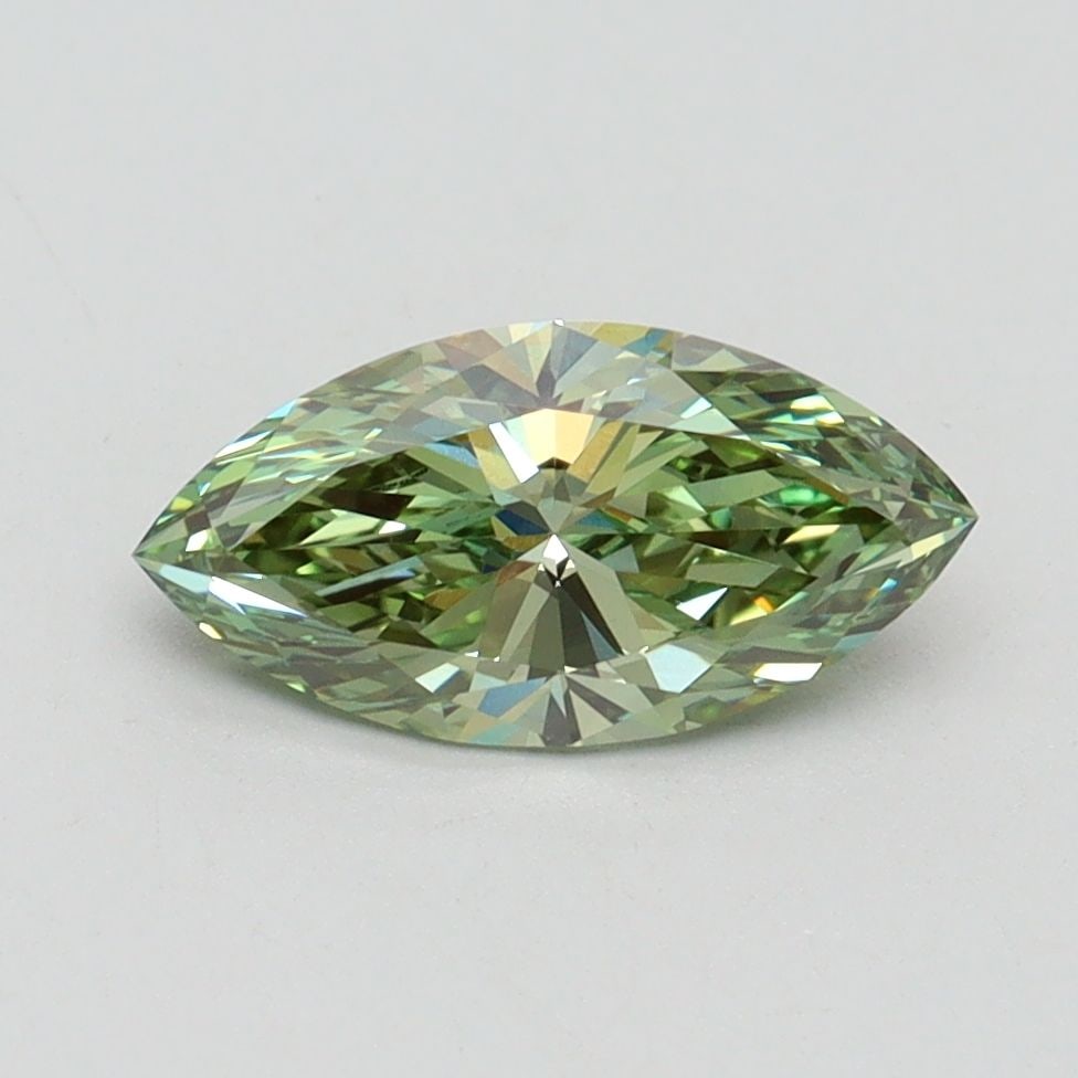 IGI Marquise 1.02ct Fancy Vivid Green VVS2 Loose Lab Diamond: IGI Marquise 1.02ct Fancy Vivid Green VVS2 Loose Lab Diamond Experience the rare beauty of a Fancy Vivid Green lab-grown diamond, certified by IGI as 1.02 carats in exceptional cut, color, and clarity
