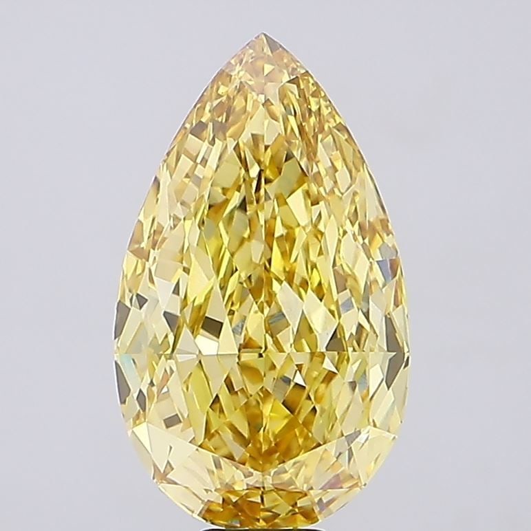 Loose Lab Diamond - IGI Pear 17.14ct Fancy Intense Yellow VVS2: Loose Lab Diamond - IGI Pear 17.14ct Fancy Intense Yellow VVS2 Experience the vibrant beauty of nature in a lab-grown diamond, certified by the International Gemological Institute (IGI) as Fancy