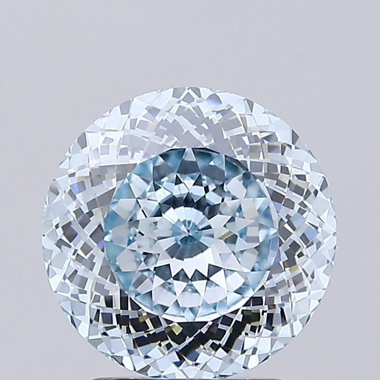 IGI Round 2.54ct Fancy Blue VVS2 Loose Lab Diamond: IGI Round 2.54ct Fancy Blue VVS2 Loose Lab Diamond Experience the breathtaking beauty of a Fancy Blue VVS2 lab-grown diamond, boasting an exceptional 2.54ct cut and flawless clarity. Its EX polish