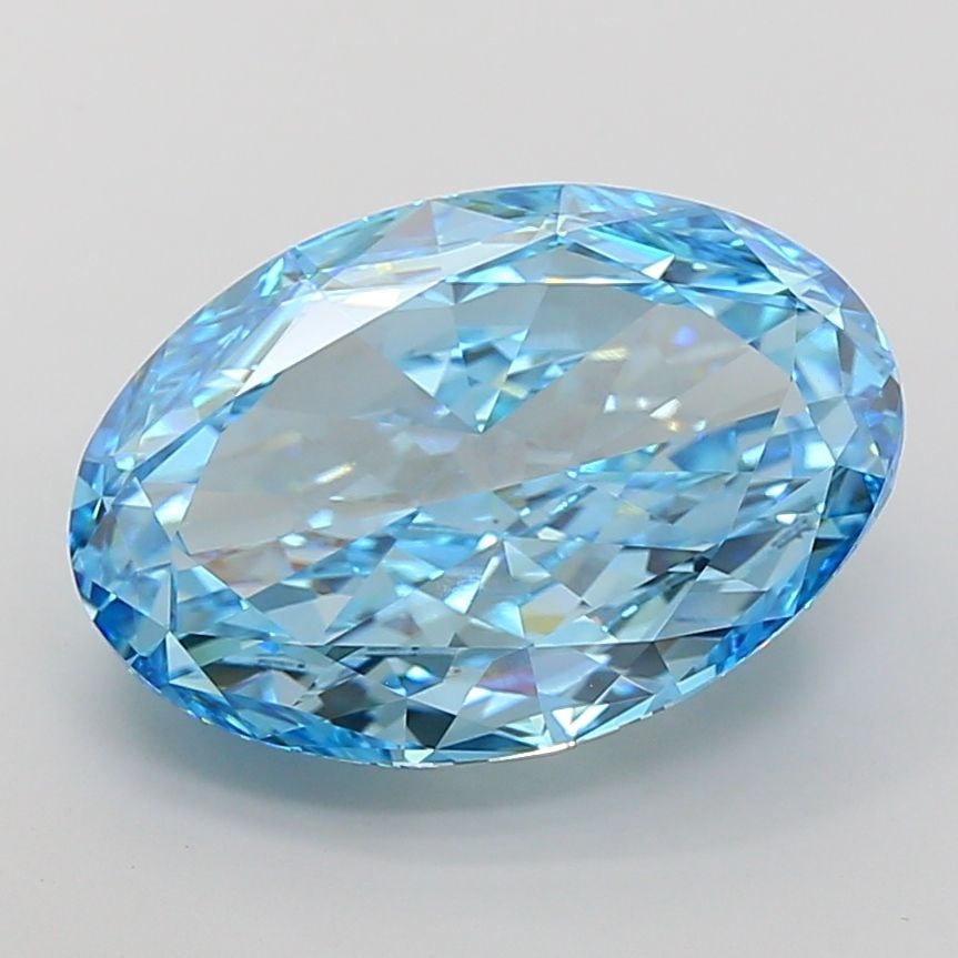 IGI Oval 15.44ct Fancy Vivid Blue VVS2 Loose Lab Diamond: IGI Oval 15.44ct Fancy Vivid Blue VVS2 Loose Lab Diamond Experience the rare beauty of a Fancy Vivid Blue lab-grown diamond, certified by the International Gemological Institute (IGI). This stunning 1