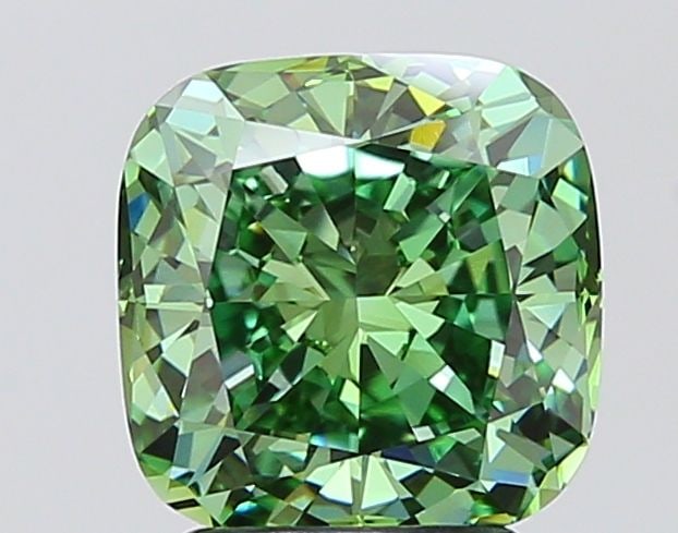 Loose Lab Diamond - IGI Cushion Modified 2.79ct Fancy Vivid Green VVS2: Loose Lab Diamond - IGI Cushion Modified 2.79ct Fancy Vivid Green VVS2 Experience the rare beauty of a lab-grown diamond, certified by the International Gemological Institute (IGI) as Fancy Vivid Gree