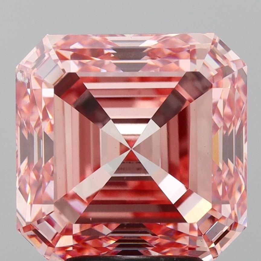 IGI Asscher 5.0ct Fancy Vivid Pink VVS2 Loose Lab Diamond: IGI Asscher 5.0ct Fancy Vivid Pink VVS2 Loose Lab Diamond Experience the rare beauty of a Fancy Vivid Pink diamond, one of the most coveted colors in the world of gemstones. This stunning 5.0ct lab-gr