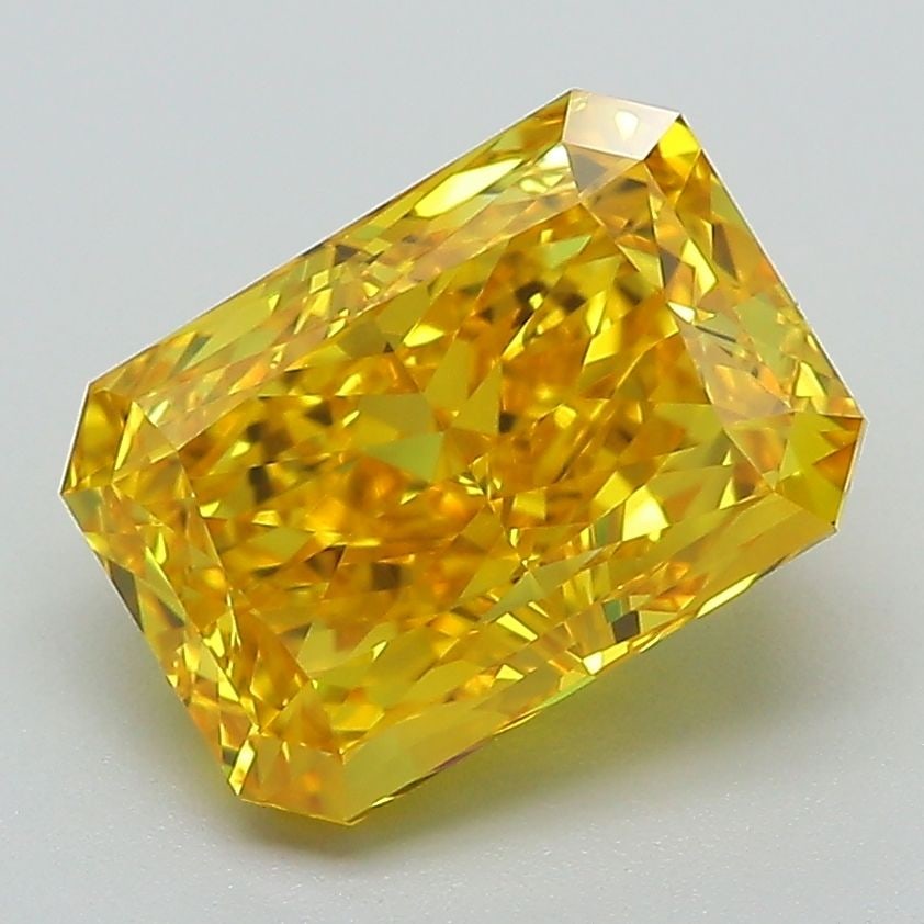 IGI Radiant 3.01ct Fancy Vivid Yellow VVS2 Loose Lab Diamond: IGI Radiant 3.01ct Fancy Vivid Yellow VVS2 Loose Lab Diamond Experience the brilliance of nature's own sunshine in this stunning 3.01ct Fancy Vivid Yellow VVS2 loose lab diamond, certified by IGI and