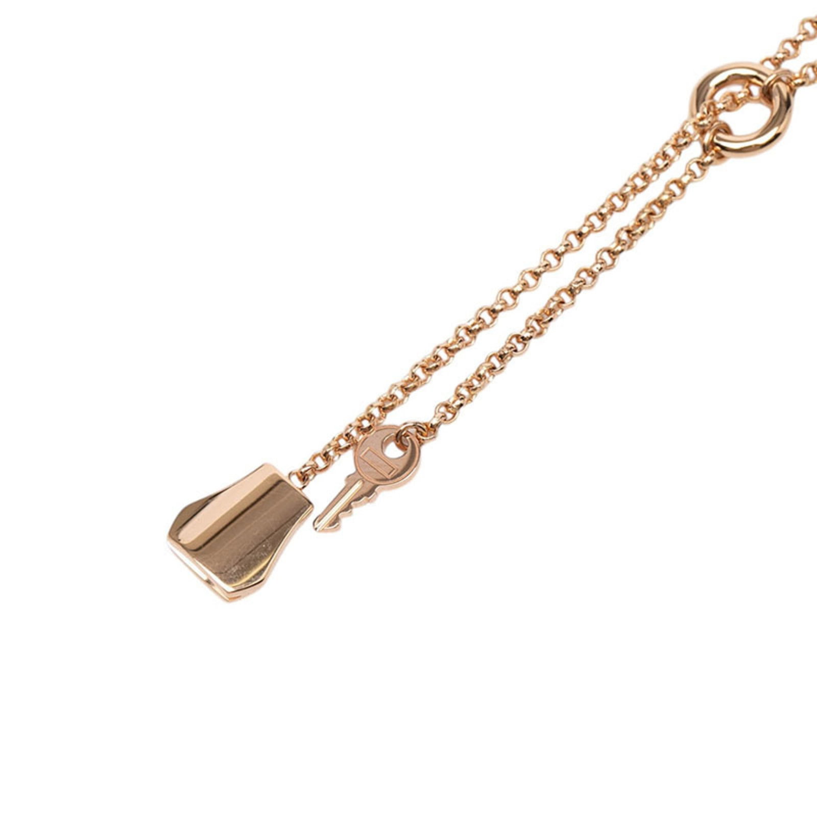 Hermes Kelly Clochette PM Pendant Necklace 18KPG Pink Gold Au750 Women's: Hermes Kelly Clochette PM Pendant Necklace 18KPG Pink Gold Au750 Women's Elevate your style with the iconic Hermes Kelly Clochette PM Pendant Necklace, crafted from 18K pink gold and boasting a delica