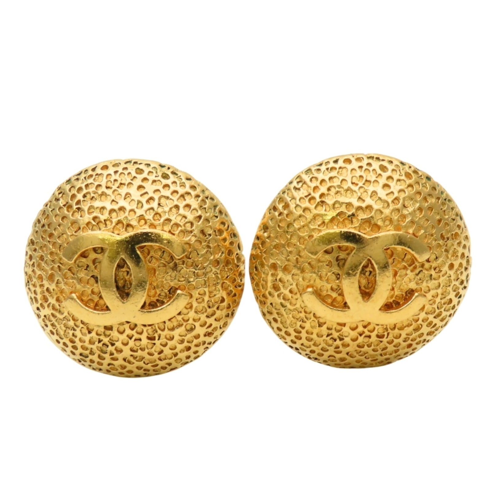 Chanel Women's Gold Plated Earrings - Coco Mark Design: Chanel Women's Gold Plated Earrings - Coco Mark Design Elevate your style with these stunning Chanel gold plated earrings, adorned with the iconic Coco Mark design. Made from high-quality metal, these