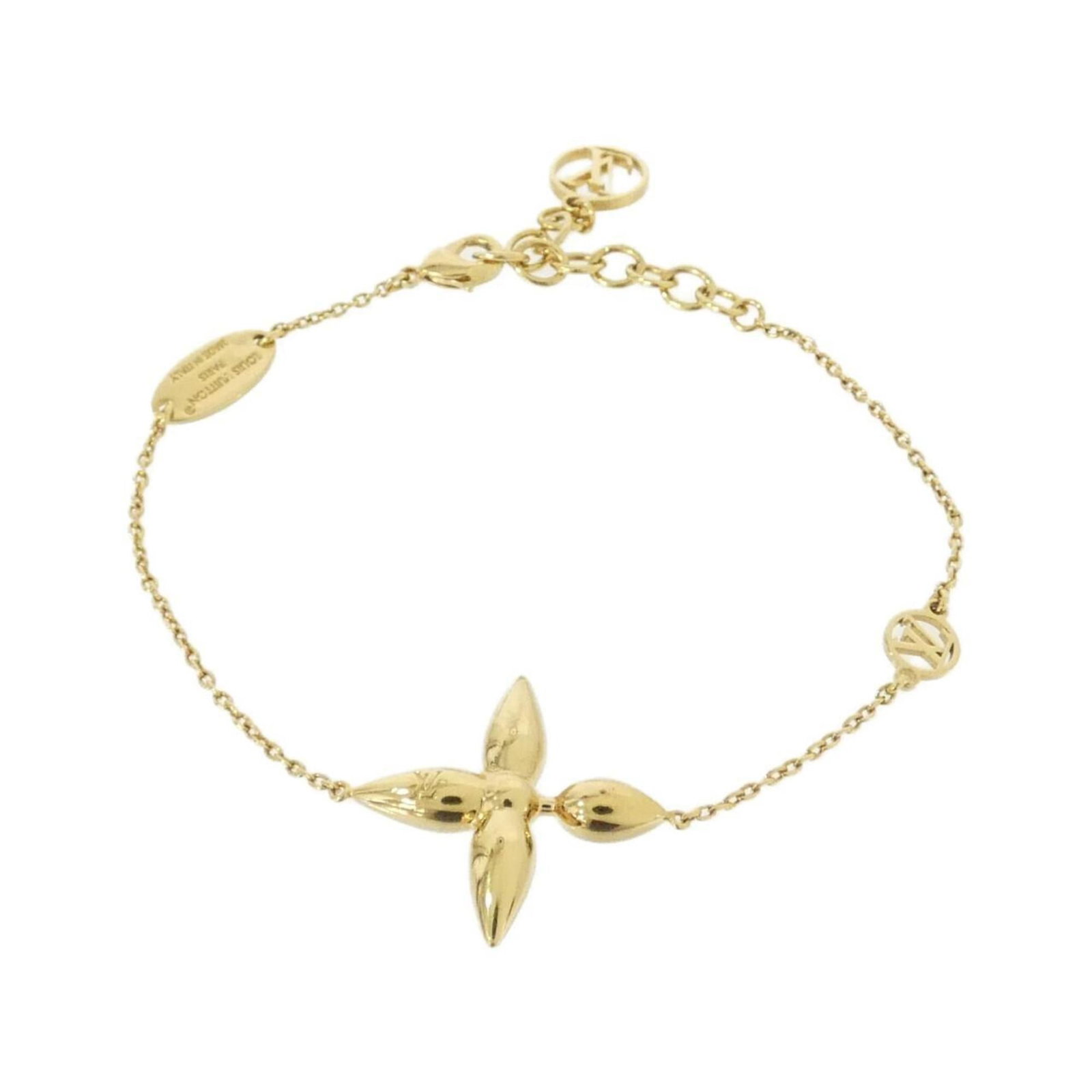 Bracelet Louis Vuitton Charm: Bracelet Louis Vuitton Charm Add a touch of luxury to your style with this pre-loved Louis Vuitton charm bracelet, featuring a beautiful gold finish and a classic design that exudes sophistication. Wi