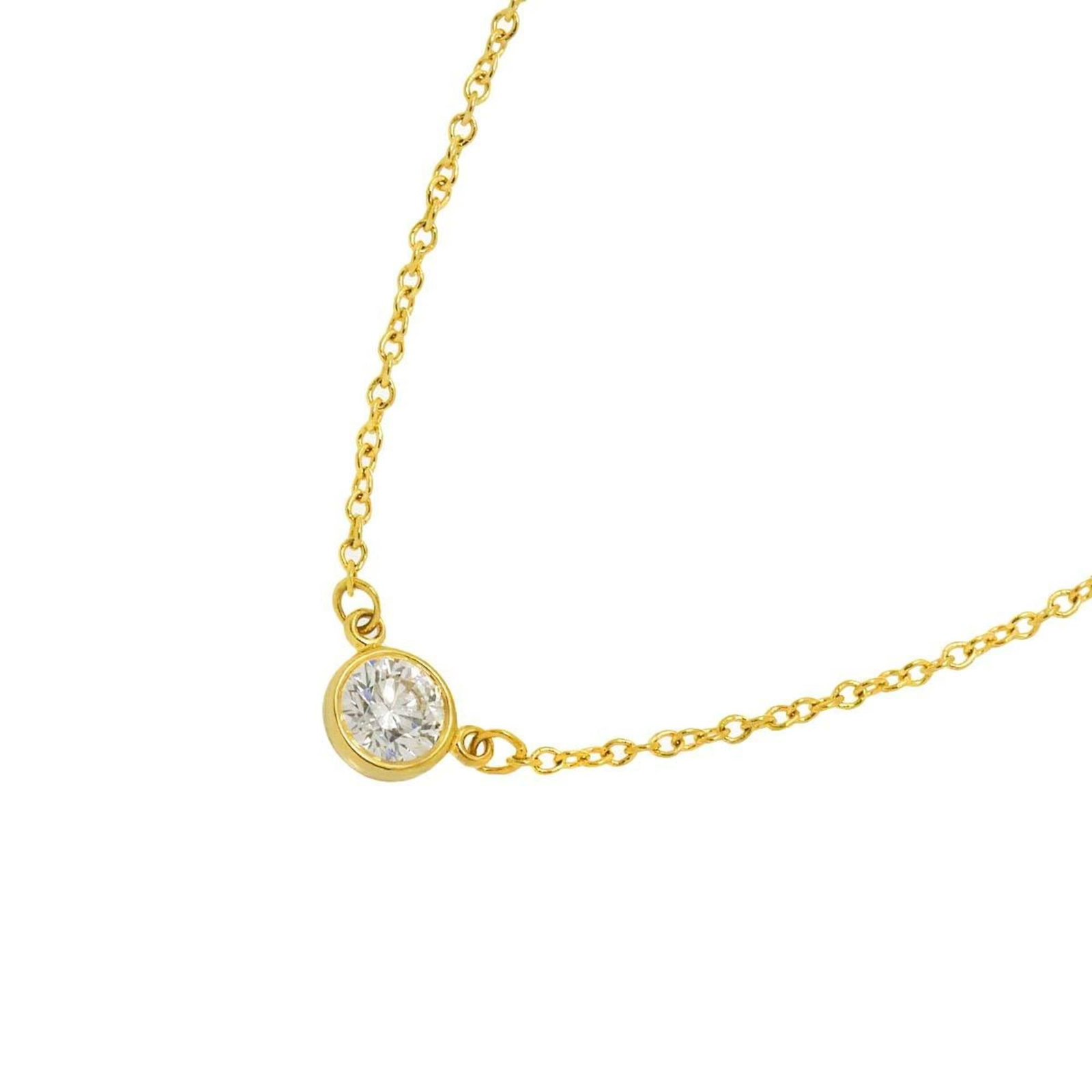 Tiffany & Co. 41cm 18K YG Yellow Gold 750 Diamond Necklace By The Yard: Tiffany & Co. 41cm 18K YG Yellow Gold 750 Diamond Necklace By The Yard A stunning Tiffany & Co. necklace, crafted from 18K yellow gold and adorned with a vibrant 750 diamond, adds a touch of elegance