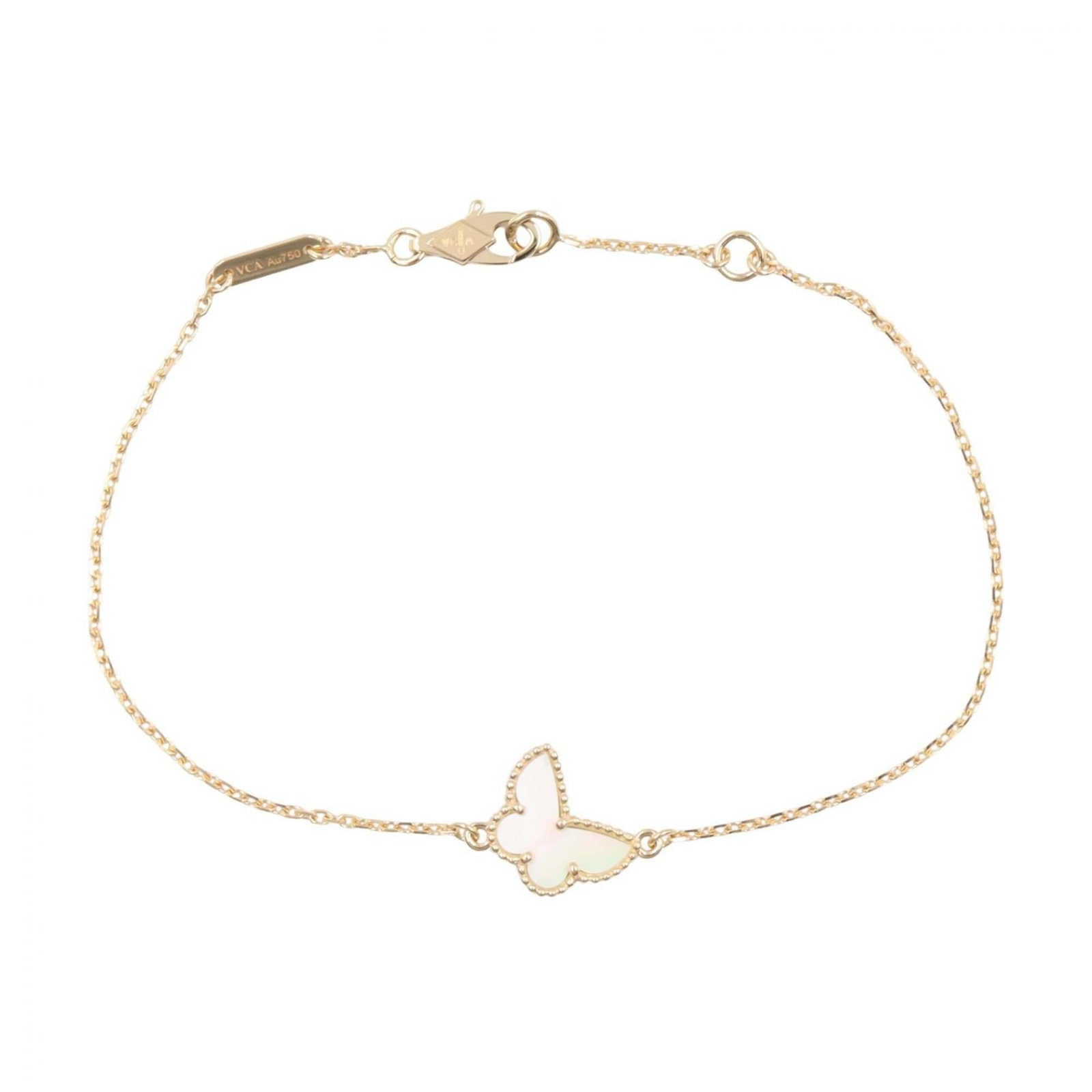 Van Cleef & Arpels 18k Yellow Gold Charm Bracelet: Van Cleef & Arpels 18k Yellow Gold Charm Bracelet Elevate your elegance with the timeless charm of Van Cleef & Arpels' 18k yellow gold charm bracelet. This exquisite piece boasts a rich, sun-kissed hu