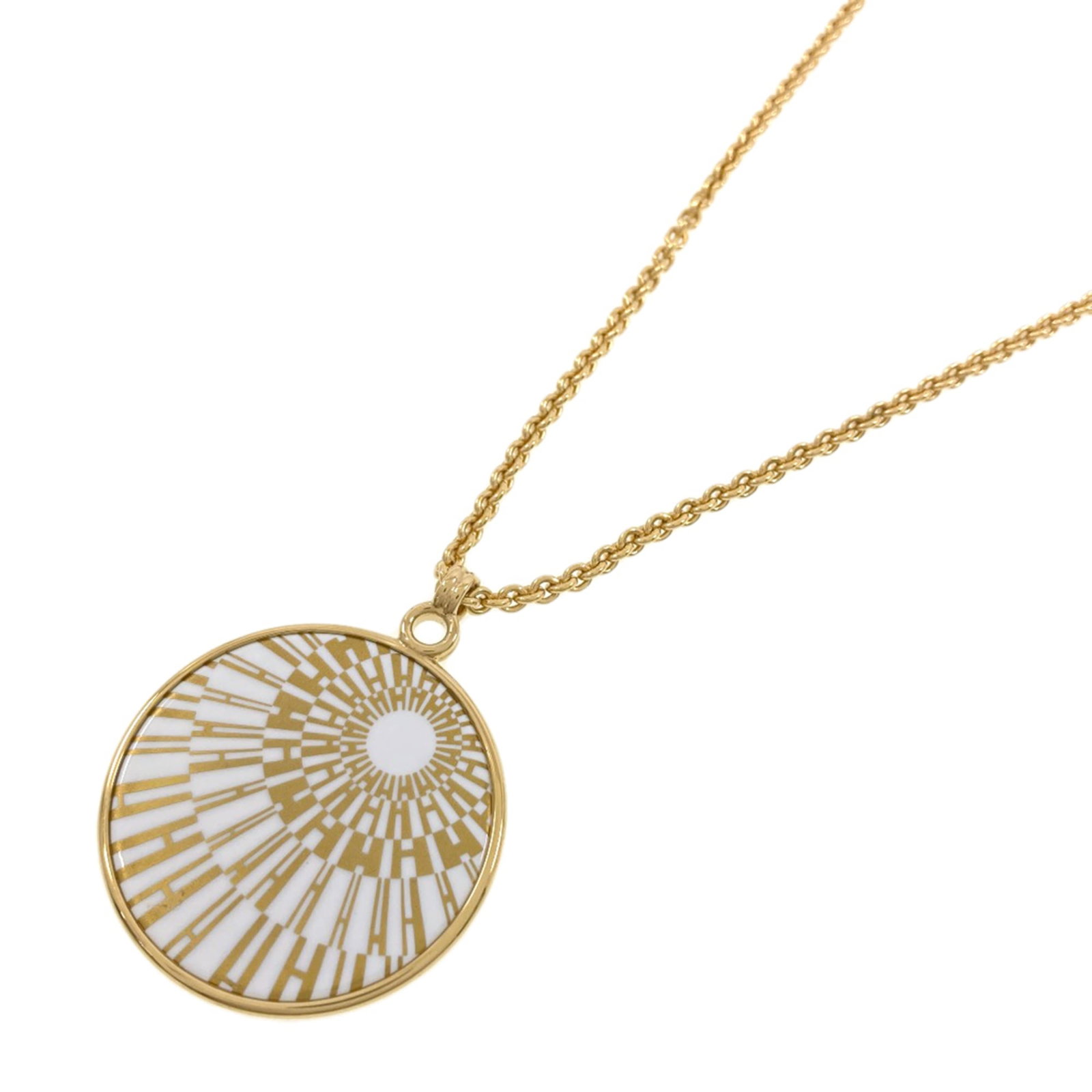 Women's - Hermes Medal Necklace - Metal: Women's - Hermes Medal Necklace - Metal Elevate your style with the iconic Hermes Medal Necklace, boasting a sleek gold metal design that exudes sophistication and elegance. This classic piece is ador