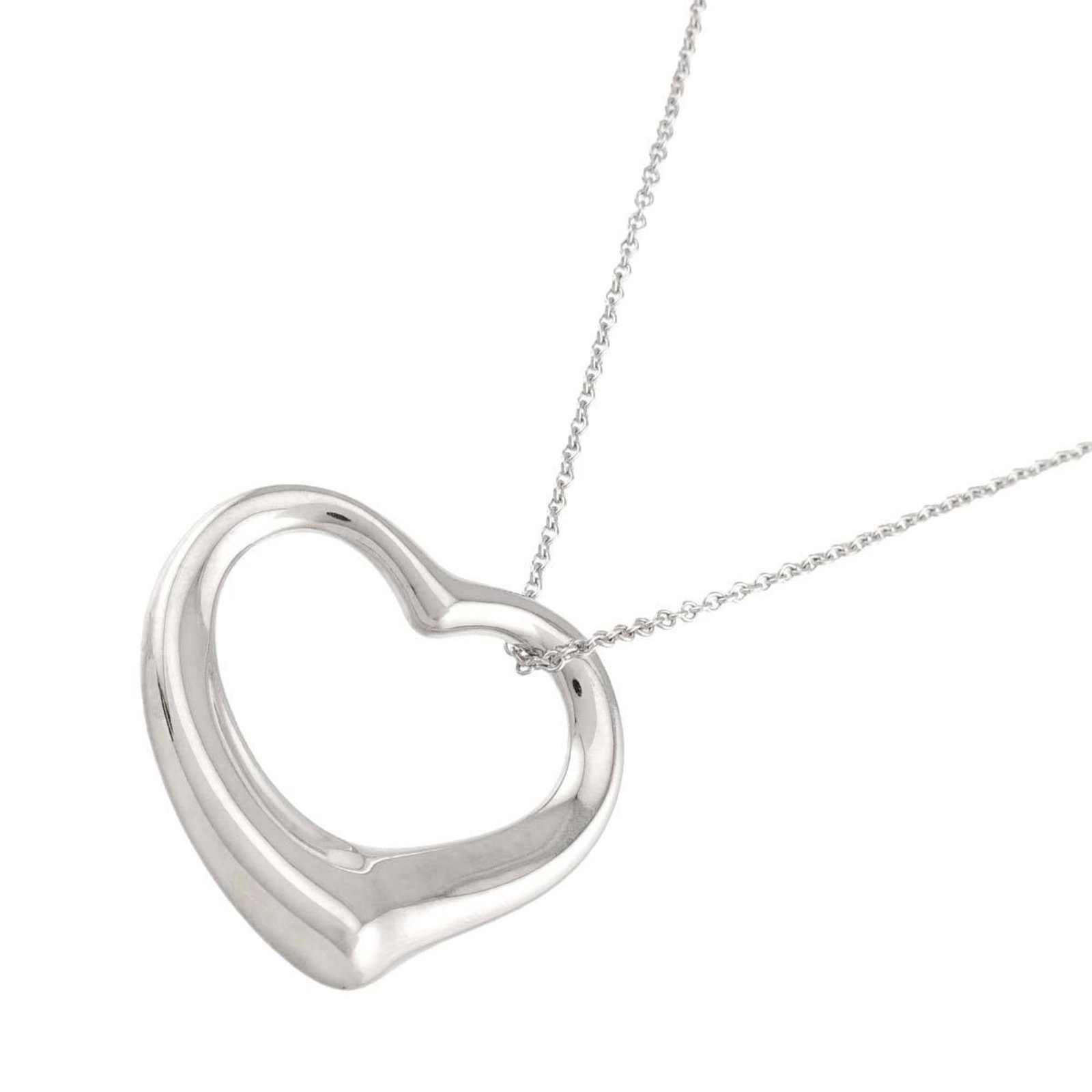 Sterling Silver (SV 925) Necklace - Tiffany & Co. Heart Long Necklace - 35mm wide - 66cm long: Sterling Silver (SV 925) Necklace - Tiffany & Co. Heart Long Necklace - 35mm wide - 66cm long Elevate your style with the iconic Tiffany & Co. Heart Long Necklace, crafted from sterling silver (925) a
