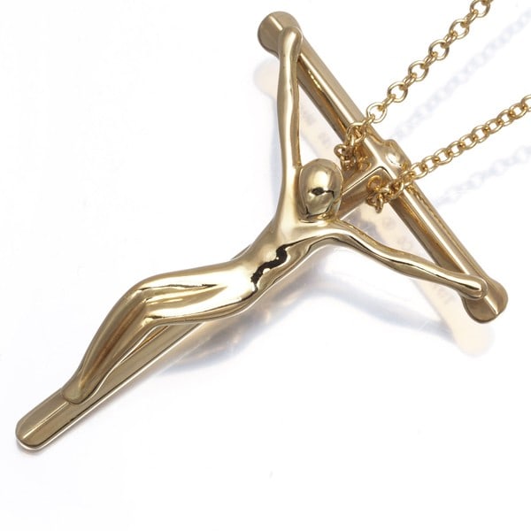 Tiffany & Co. 18k Yellow Gold Crucifix Necklace: Tiffany & Co. 18k Yellow Gold Crucifix Necklace Elegant and sophisticated, this 18k yellow gold crucifix necklace from Tiffany & Co. is a timeless piece of fine jewelry that exudes understated luxury.