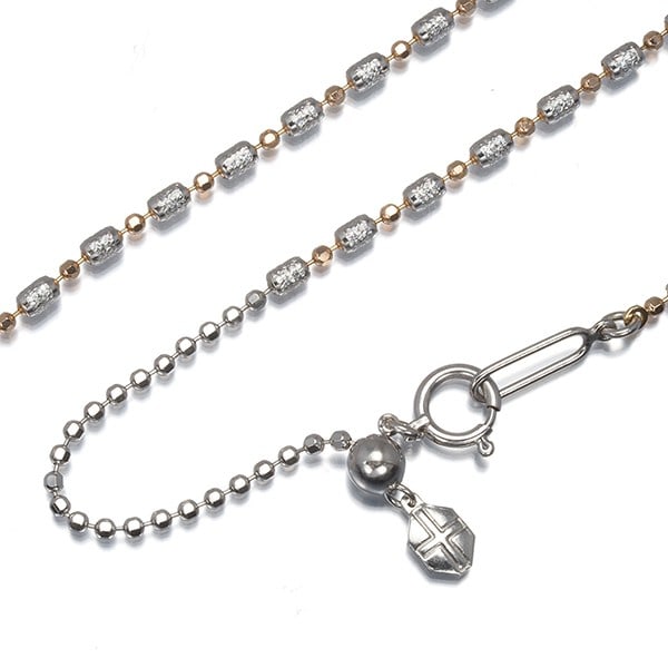 Bicolor 18k White Rose Gold 45cm Short/ Long Chain Necklace: Bicolor 18k White Rose Gold 45cm Short/ Long Chain Necklace Elevate your style with this stunning 18k white rose gold necklace, boasting a unique multi-tone finish that adds depth and visual interest