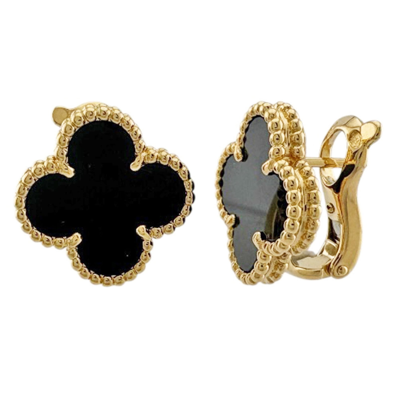 Van Cleef & Arpels 18k Yellow Gold Stud Earrings: Van Cleef & Arpels 18k Yellow Gold Stud Earrings Elevate your elegance with these exquisite 18k yellow gold stud earrings from Van Cleef & Arpels, boasting a sleek and sophisticated design that adds a