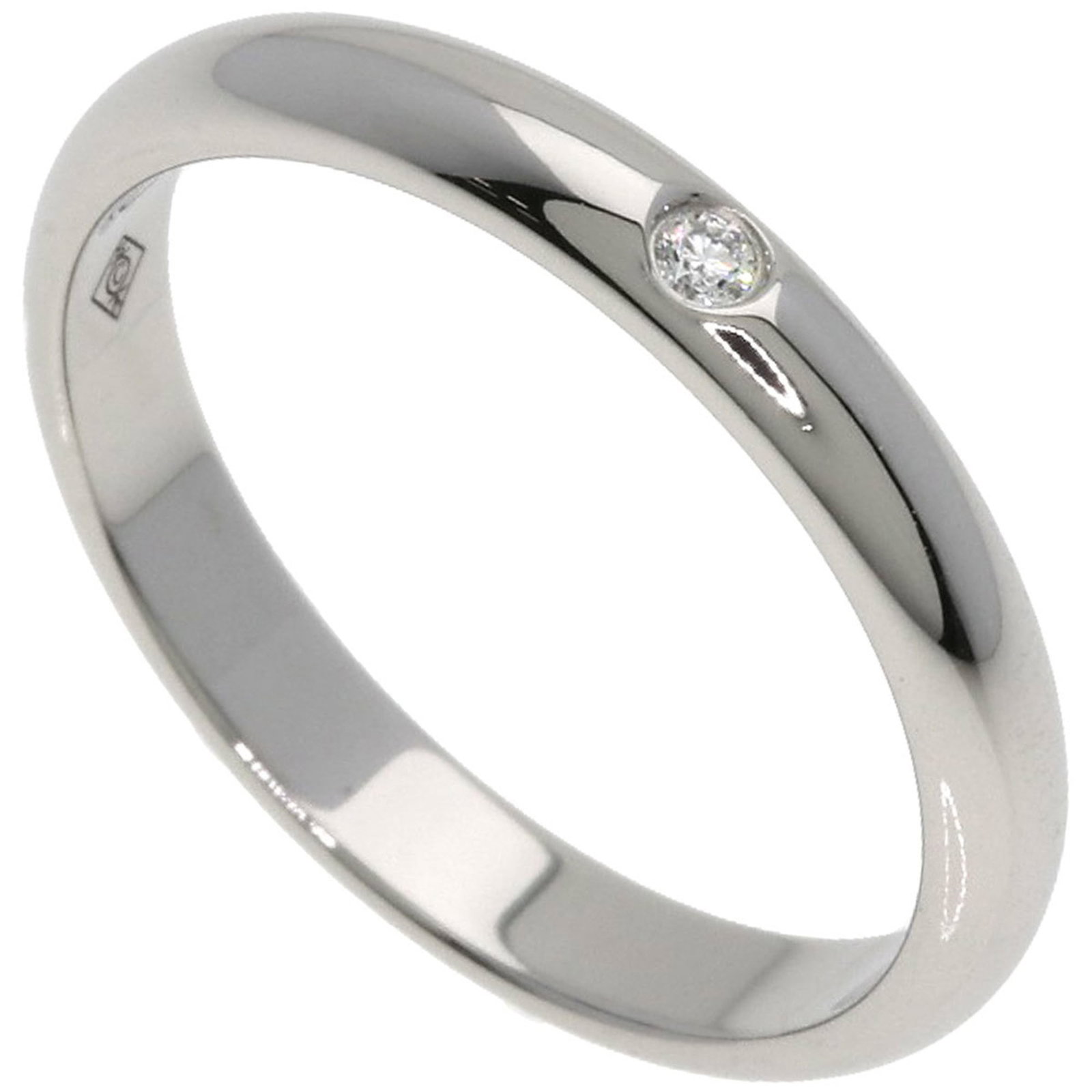Cartier Women's Platinum 1P Diamond Wedding Ring #46: Cartier Women's Platinum 1P Diamond Wedding Ring #46 For the discerning bride-to-be, Cartier's platinum 1P diamond wedding ring is a timeless masterpiece. This stunning piece boasts a sleek silver ban