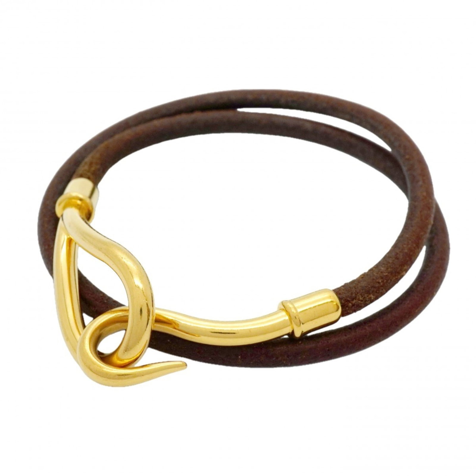 Leather - Hermes Charm Bracelet Gold Plating: Leather - Hermes Charm Bracelet Gold Plating A timeless piece from the iconic French fashion house, this Hermes Charm Bracelet boasts sleek gold plating and supple brown leather, adding a touch of sop