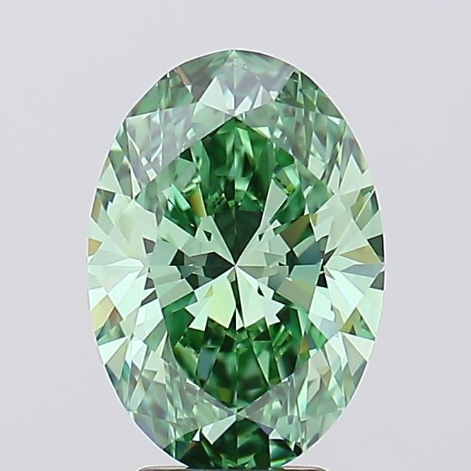 IGI Oval 3.86ct Fancy Vivid Green VVS1 Loose Lab Diamond: IGI Oval 3.86ct Fancy Vivid Green VVS1 Loose Lab Diamond A true gem for the modern collector, this 3.86ct IGI-certified Fancy Vivid Green VVS1 lab diamond shines with exceptional clarity and color. It