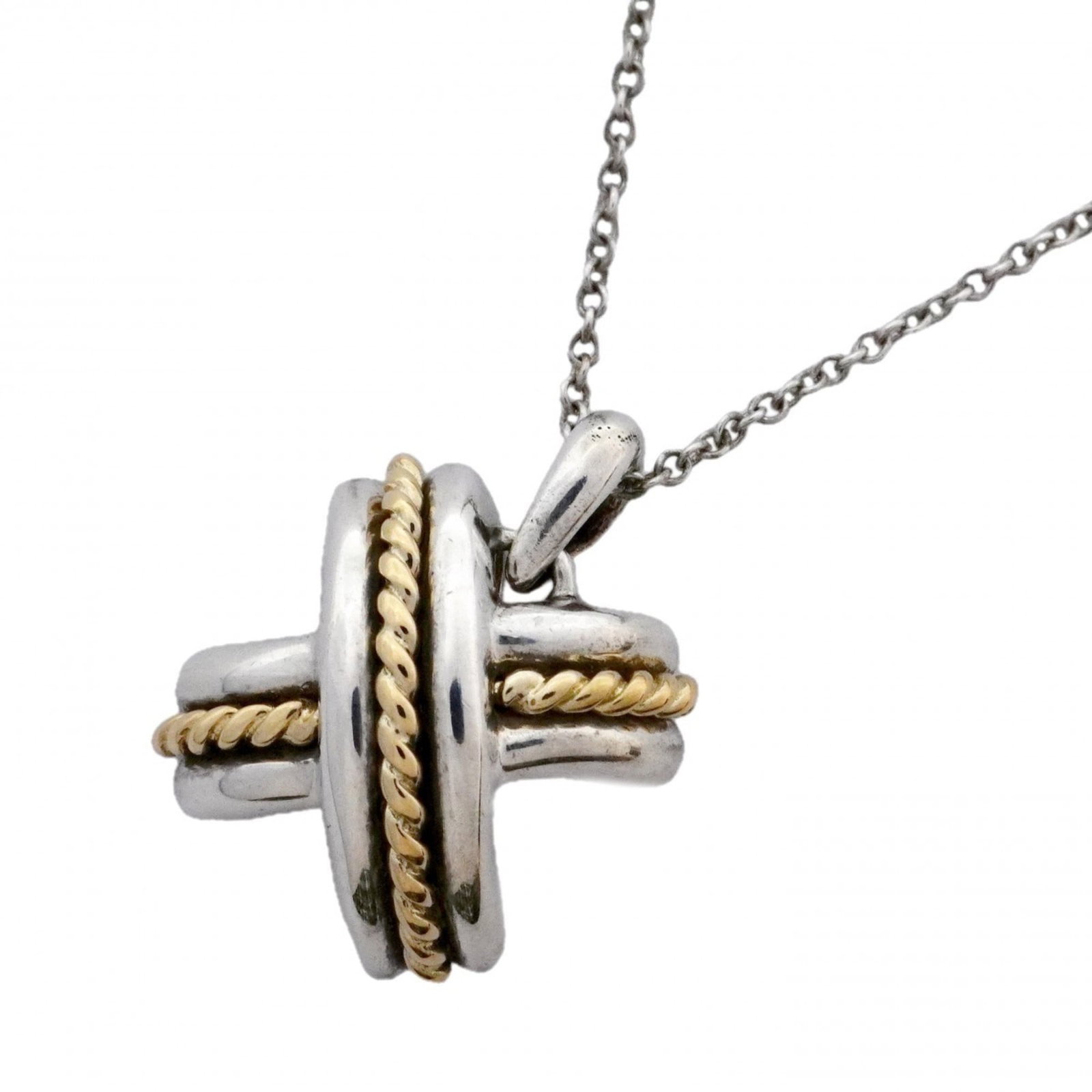 Tiffany & Co. Signature Necklace in 18K Yellow Gold and Sterling Silver 925 for Women.: Tiffany & Co. Signature Necklace in 18K Yellow Gold and Sterling Silver 925 for Women. Elevate your style with the iconic Tiffany & Co. Signature Necklace, set in 18K yellow gold and sterling silver 9