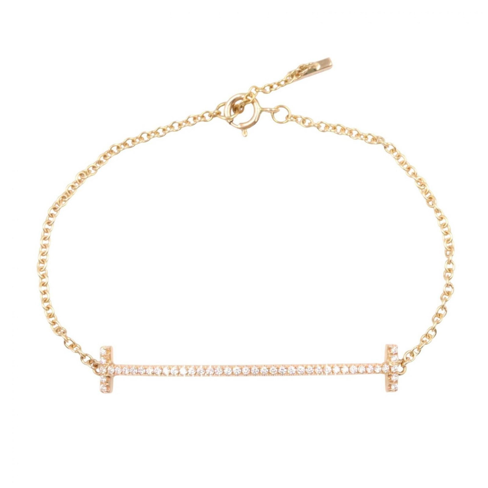 Pink Gold 18K Tiffany Charm Bracelet: Pink Gold 18K Tiffany Charm Bracelet Elevate your style with the timeless charm of Tiffany's iconic pink gold 18K charm bracelet, adorned with a stunning diamond stone. This exquisite piece boasts a s