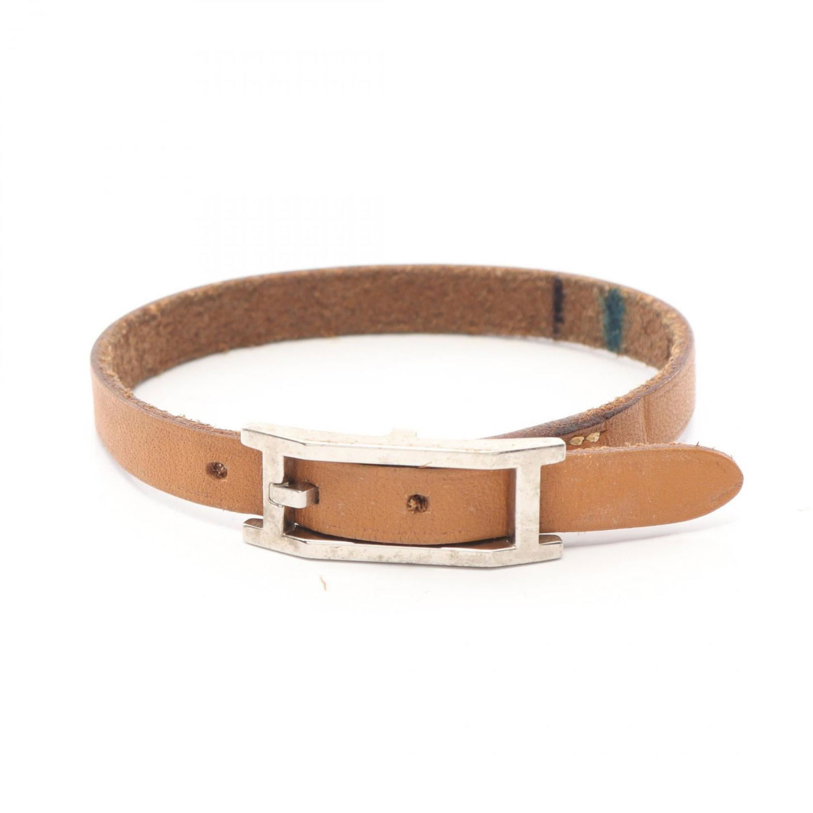 Hermes Charm Bracelet with Leather and Stainless Steel: Hermes Charm Bracelet with Leather and Stainless Steel A timeless piece from the iconic French fashion house, this Hermes charm bracelet combines rich brown leather with sleek stainless steel accents,