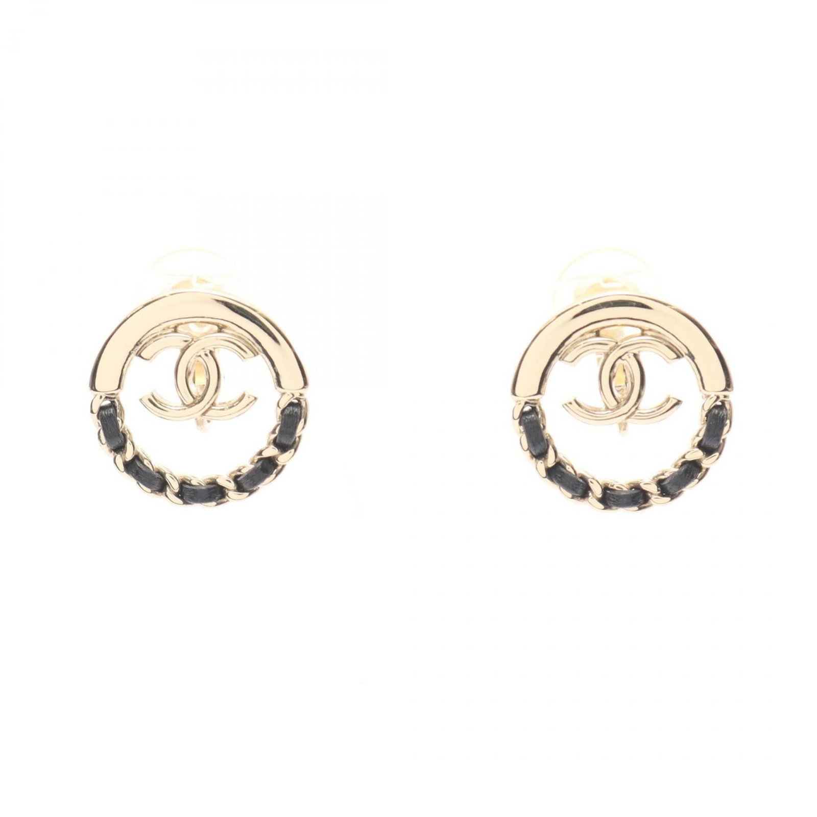 Leather - Chanel Clip Earrings Gold Plating: Leather - Chanel Clip Earrings Gold Plating Elevate your everyday style with these luxurious Chanel clip earrings, adorned in gold plating and accented with sleek black leather details. A timeless acc