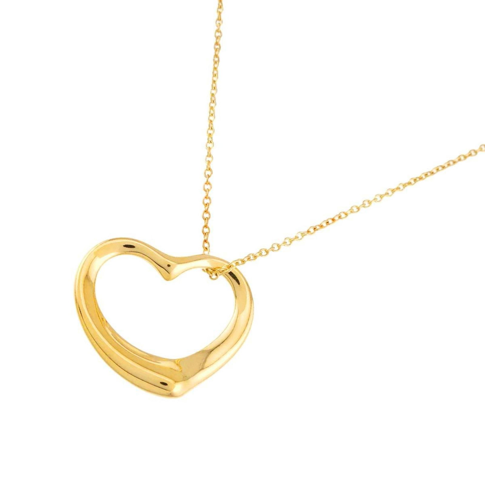 18K YG Yellow Gold 750 Open Necklace - Tiffany & Co. Heart Necklace - 21.5mm wide - 40cm length: 18K YG Yellow Gold 750 Open Necklace - Tiffany & Co. Heart Necklace - 21.5mm wide - 40cm length Elevate your elegance with the iconic Tiffany & Co. Heart Necklace, crafted from 18K yellow gold and boa