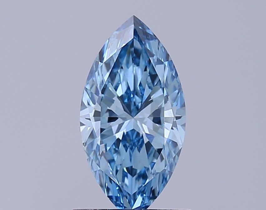 Marquise 1.09ct Fancy Vivid Blue VVS2 Loose Lab Diamond: Marquise 1.09ct Fancy Vivid Blue VVS2 Loose Lab Diamond Experience the breathtaking beauty of a Fancy Vivid Blue lab diamond, boasting exceptional clarity (VVS2) and polish (EX), with a vibrant blue h