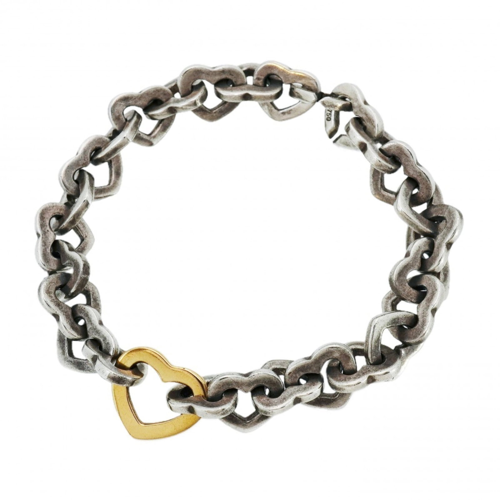 Yellow Gold (18K) - Tiffany Charm Bracelet Silver 925: Yellow Gold (18K) - Tiffany Charm Bracelet Silver 925 A beautiful and timeless piece from Tiffany & Co., this 16.5cm charm bracelet boasts a stunning yellow gold (18K) accent, paired with a silver 925