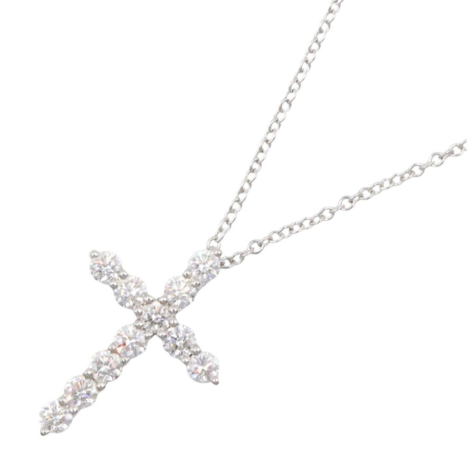 Tiffany & Co. Cross Diamond Necklace in Platinum 950, Women's, Silver/ Clear Tone, #60007429: Tiffany & Co. Cross Diamond Necklace in Platinum 950, Women's, Silver/ Clear Tone, #60007429 Elevate your elegance with the iconic Tiffany & Co. Cross Diamond Necklace, crafted from platinum 950 for a