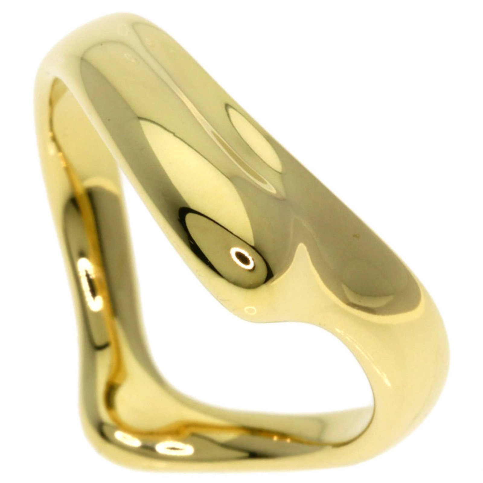 Tiffany & Co. Curved Wave Ring in 18K Yellow Gold for Women.: Tiffany & Co. Curved Wave Ring in 18K Yellow Gold for Women. Elevate your everyday style with the iconic Tiffany & Co. Curved Wave Ring, crafted in 18K yellow gold for a touch of timeless elegance. Th