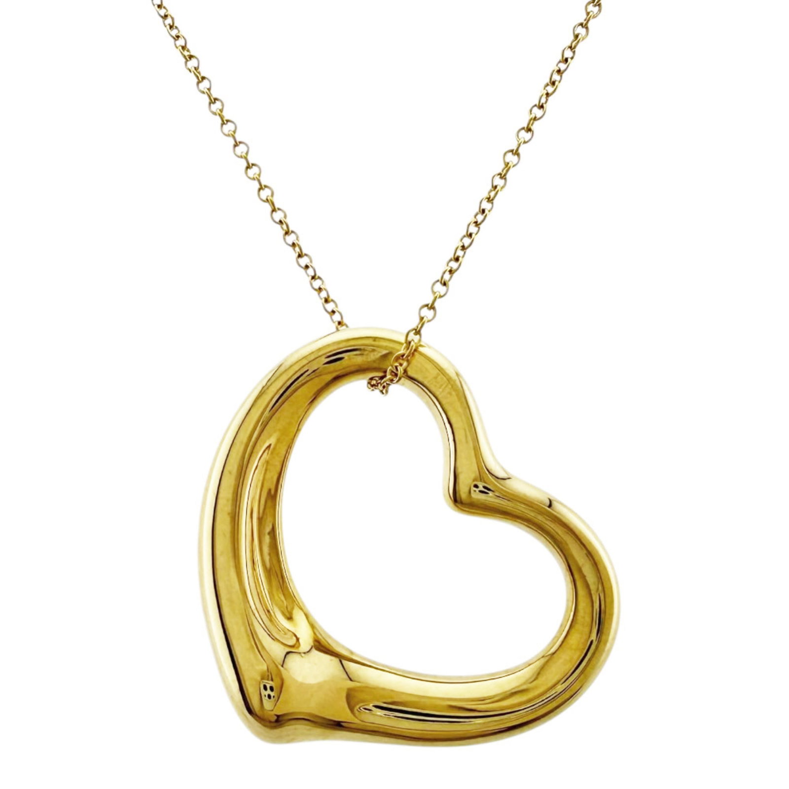 Tiffany & Co. Open Heart 18K Gold Women's Pre-owned Necklace: Tiffany & Co. Open Heart 18K Gold Women's Pre-owned Necklace Elegant and timeless, the Tiffany & Co. Open Heart 18K gold necklace is a masterclass in understated sophistication. With its classic open