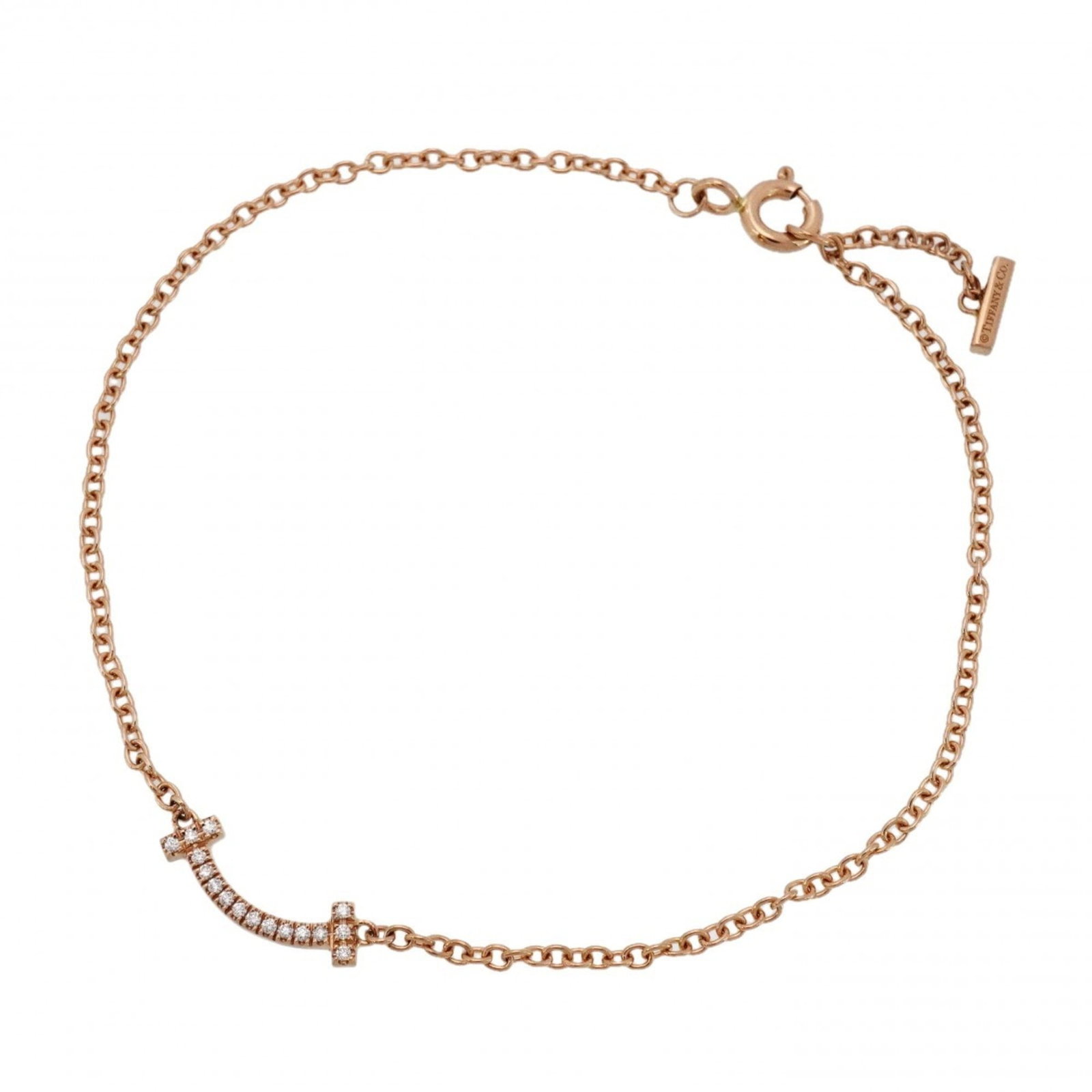 Pink Gold 18K Tiffany Charm Bracelet: Pink Gold 18K Tiffany Charm Bracelet Elevate your style with the iconic Tiffany charm bracelet, crafted from luxurious 18K pink gold and adorned with a stunning diamond stone. This timeless piece boas