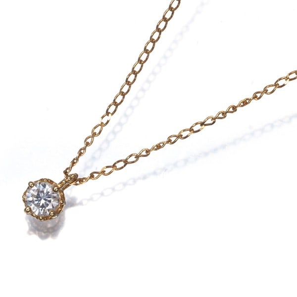 Gold Agete Necklace Diamond 0.1Ct Solitaire 18K 750 Yellow: Gold Agete Necklace Diamond 0.1Ct Solitaire 18K 750 Yellow Elevate your elegance with the stunning 0.1ct solitaire diamond pendant, set in 18k yellow gold. Crafted from high-quality Japanese gold, thi