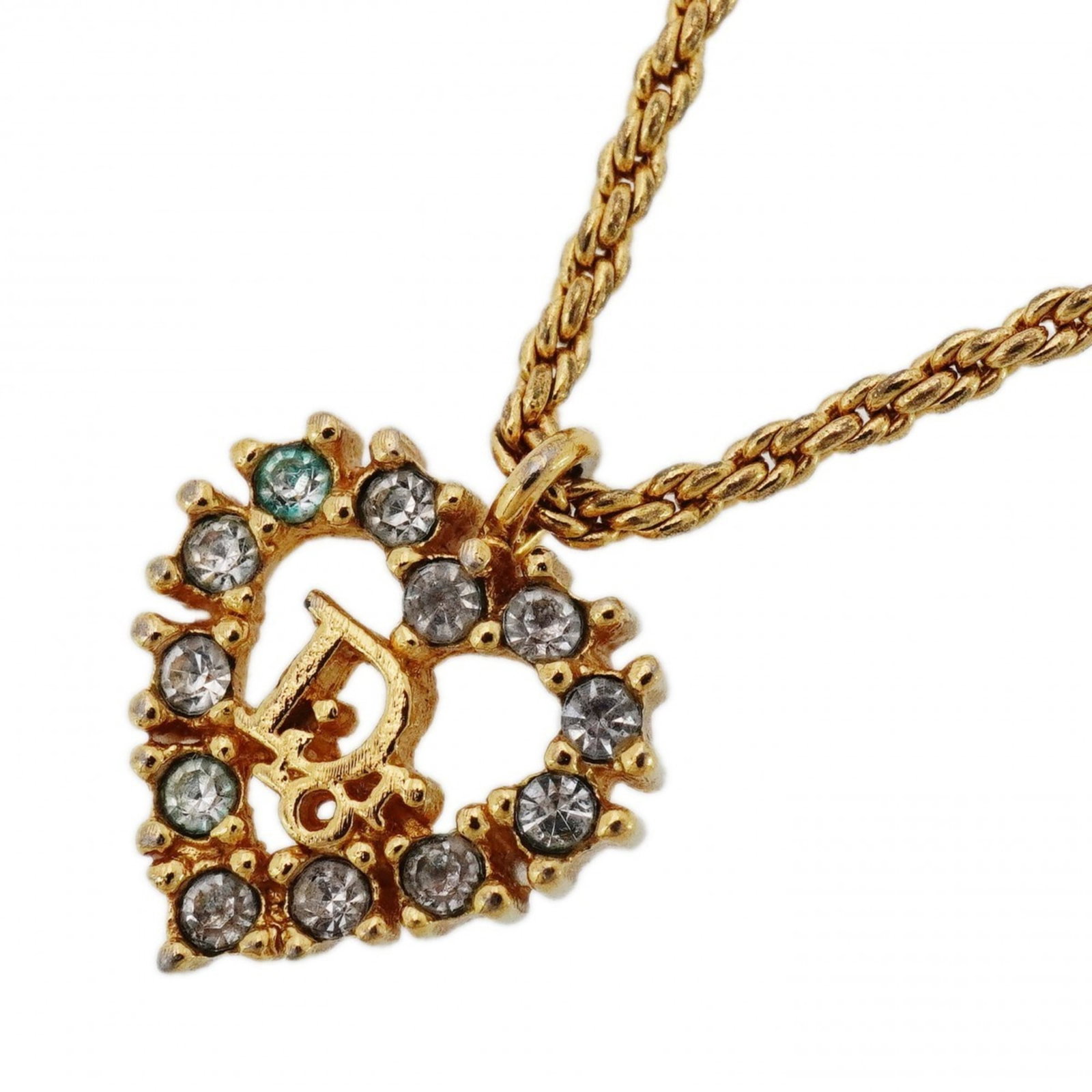 Women's - Christian Dior Necklace - Heart Motif - GP Plated - Rhinestone - Gold: Women's - Christian Dior Necklace - Heart Motif - GP Plated - Rhinestone - Gold Elevate your style with this stunning Christian Dior necklace, boasting a beautiful heart motif adorned with intricate g